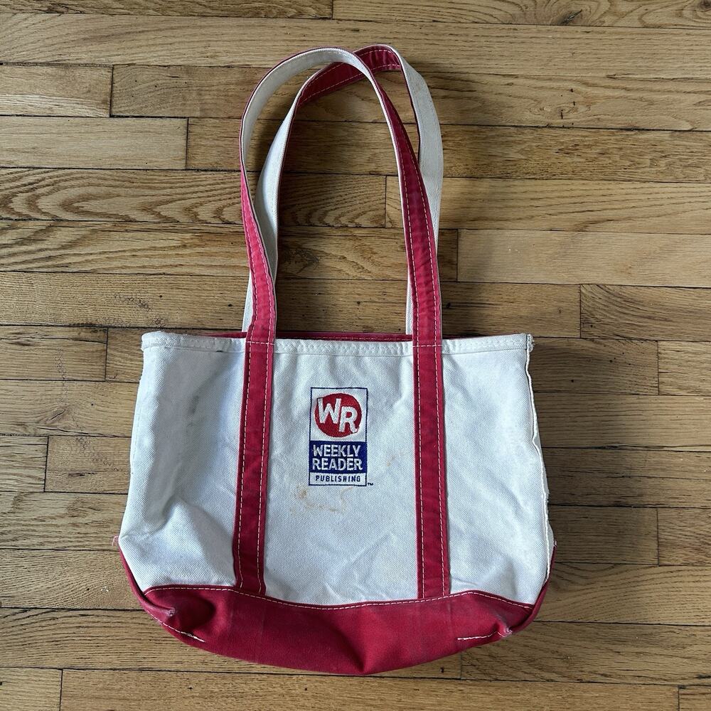Vintage LL Bean Boat and Tote Small Long Handle Weekly Reader USA Zip Top